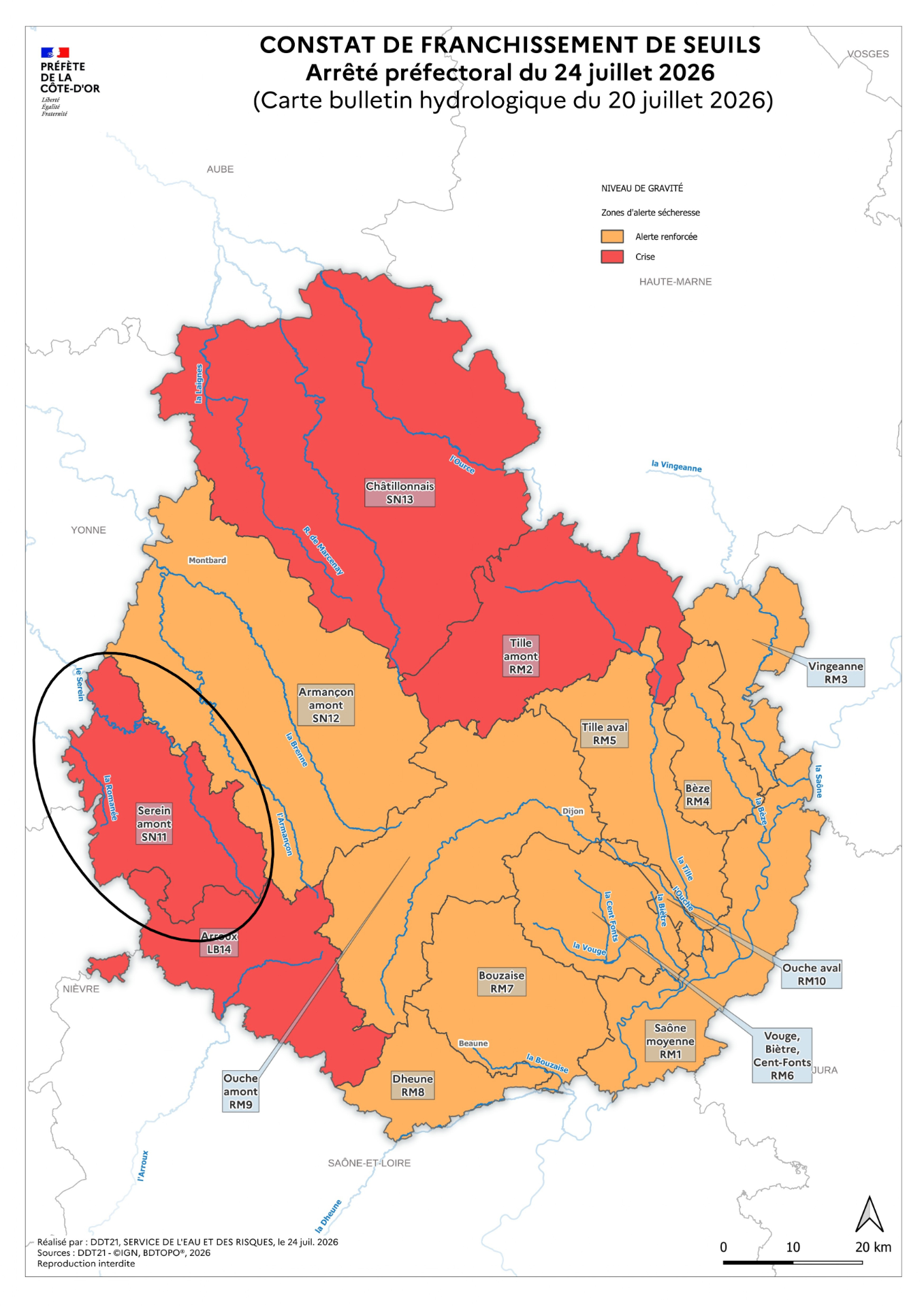 Crise sécheresse Côte d'Or 2026